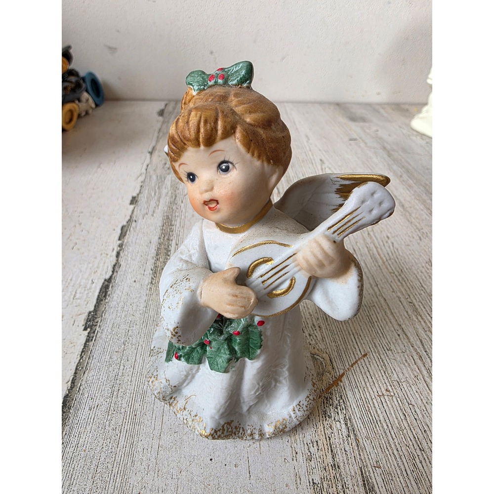 Vintage homco Angel cherub banjo statue figurine 5202? Ceramic